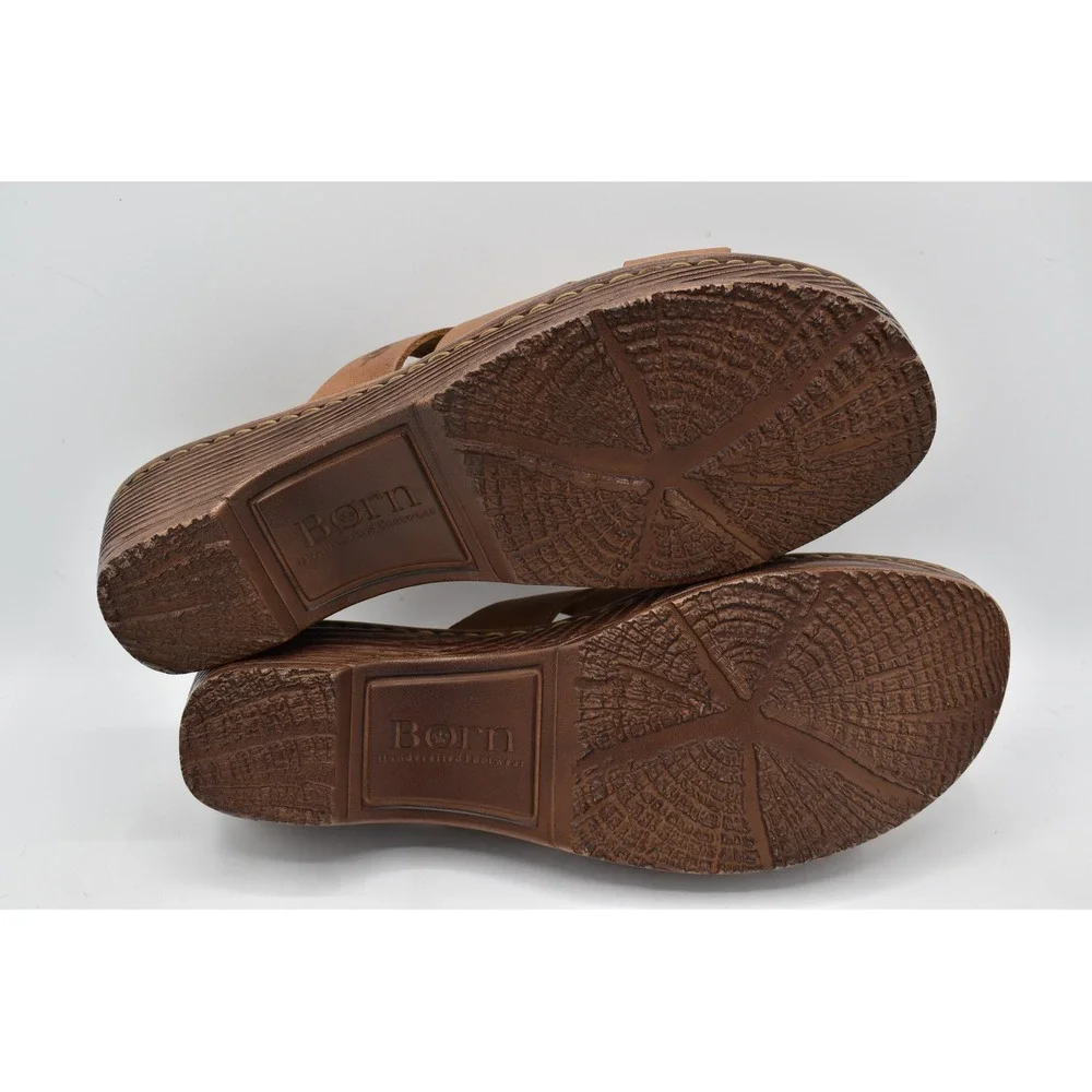 Born Women Size 11 Rosario Light Tan Full Grain Leather Slides Sandals Shoes